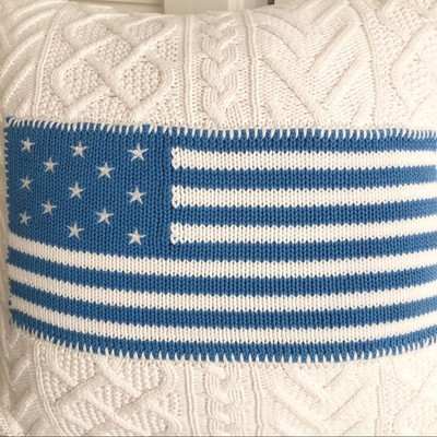 Ralph Lauren American Flag Throw Pillow Cable Knit White Blue Georgica New  | eBay | eBay US