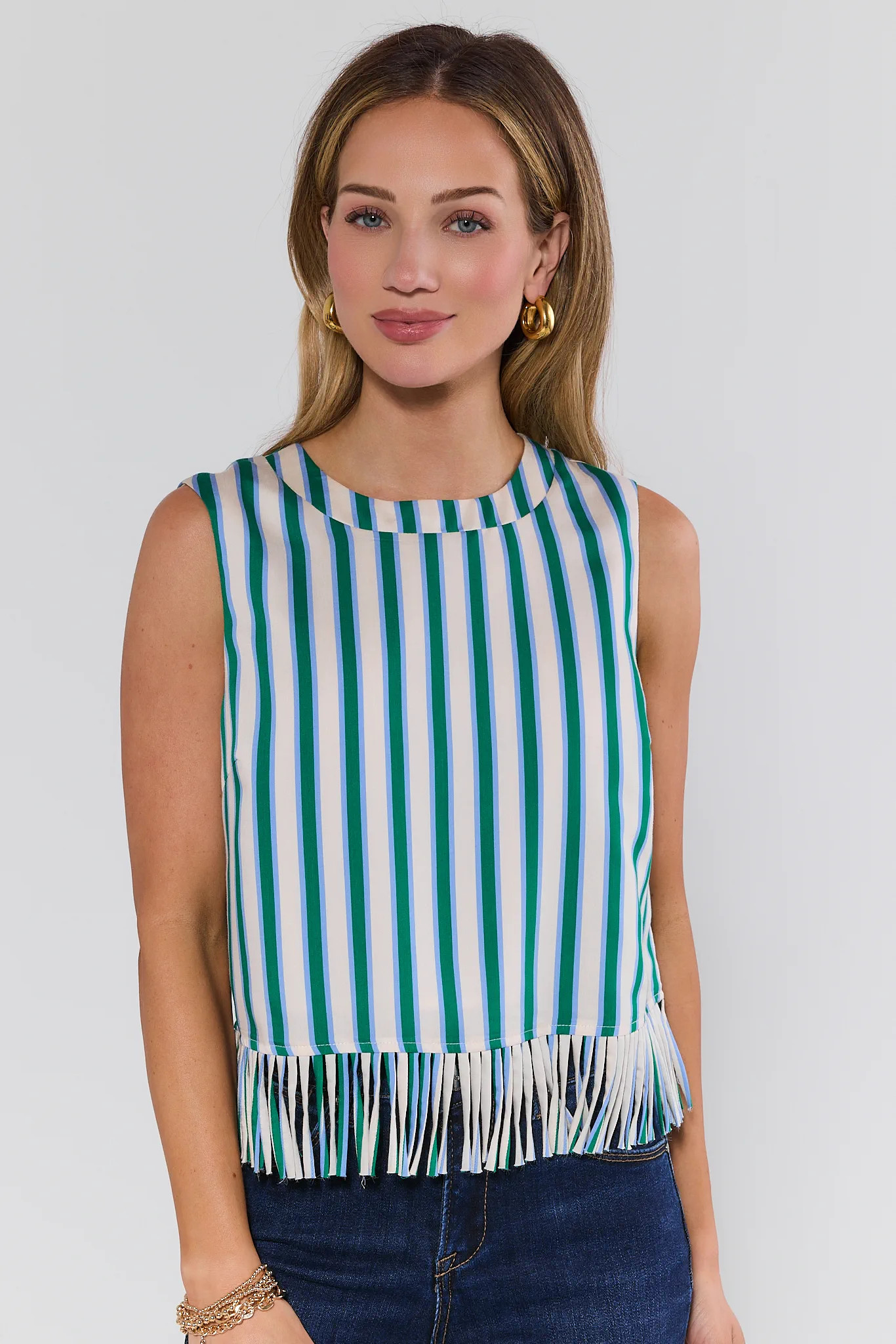 Dani Green Striped Fringe Top | Avara