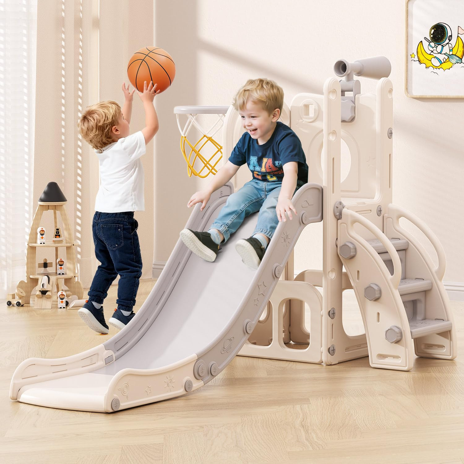 Babytronic Toddler Slide, 6 in 1 Kids Indoor Slide for Toddlers 1-3, Baby Indoor and Outdoor Clim... | Amazon (US)