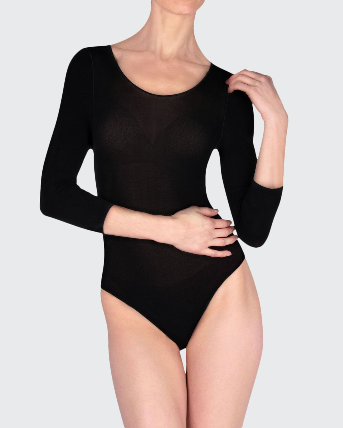 Natori Opaque 3/4-Sleeve Jersey Bodysuit | Bergdorf Goodman