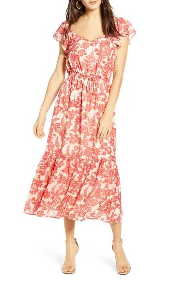 Red Floral Tie Waist Maxi Dress | Nordstrom