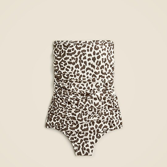 Ruched bandeau one-piece in leopard print | J. Crew US