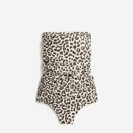 Ruched bandeau one-piece in leopard print | J.Crew US