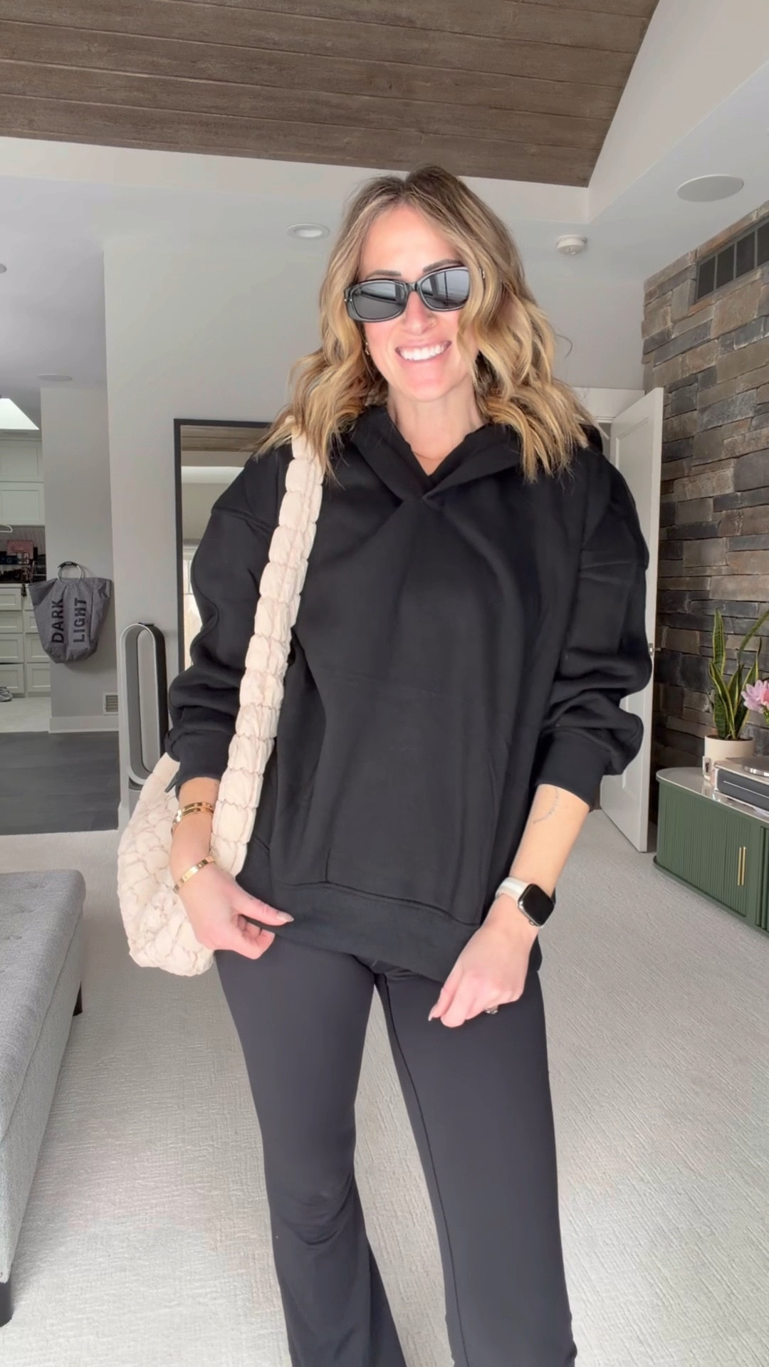 All black soccer mom style
Black flared leggings and oversized v neck hoodie for sports moms
Quilted bag Amazon style 

#LTKmomlife #LTKgrwm