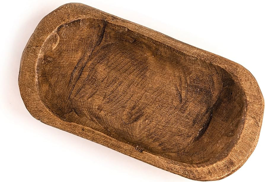 Wooden Dough Bowl - 10" x 6" - Wood Bowl Decor - Rustic Home Decoration Centerpiece - Ready for C... | Amazon (US)