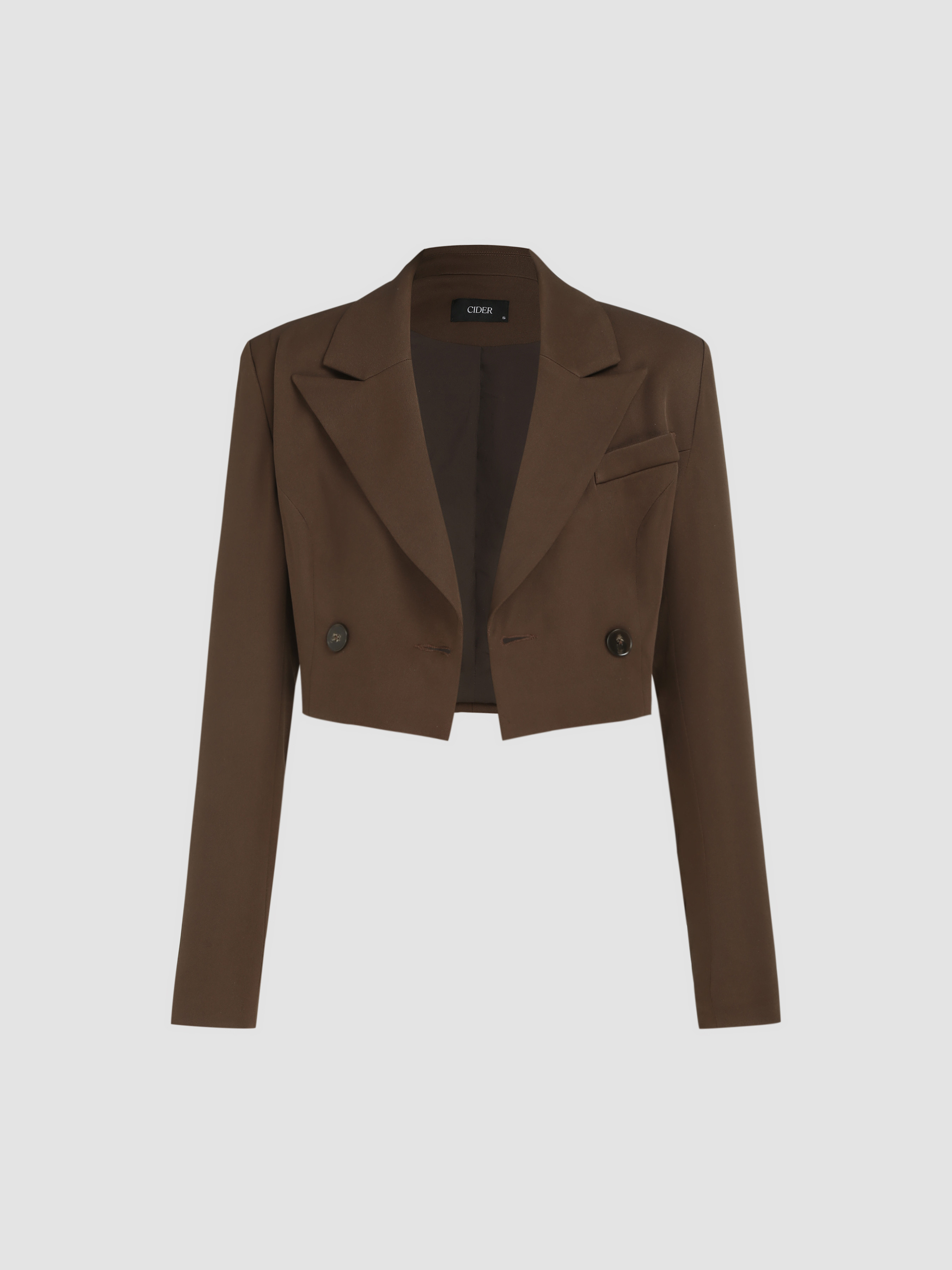 Woven Solid Collar Crop Blazer For Exhibition Work | Cider