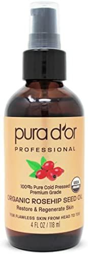 PURA D'OR Organic Rosehip Seed Oil (4oz / 118mL) 100% Pure Cold Pressed USDA Certified Organic, A... | Amazon (US)