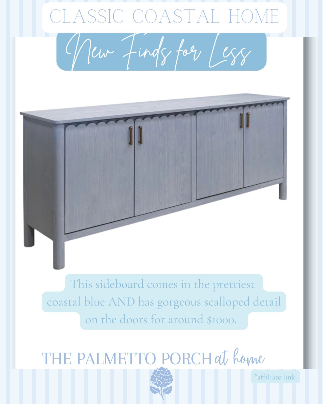Classic coastal console sideboard blue scalloped look for less 

#LTKHome