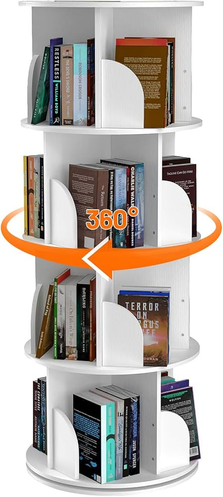 4 Tier Rotating Bookshelf Tower, 360 Degree Revolvin Bookcase,Spinning Bookshelf for Kids&Adults,... | Amazon (US)