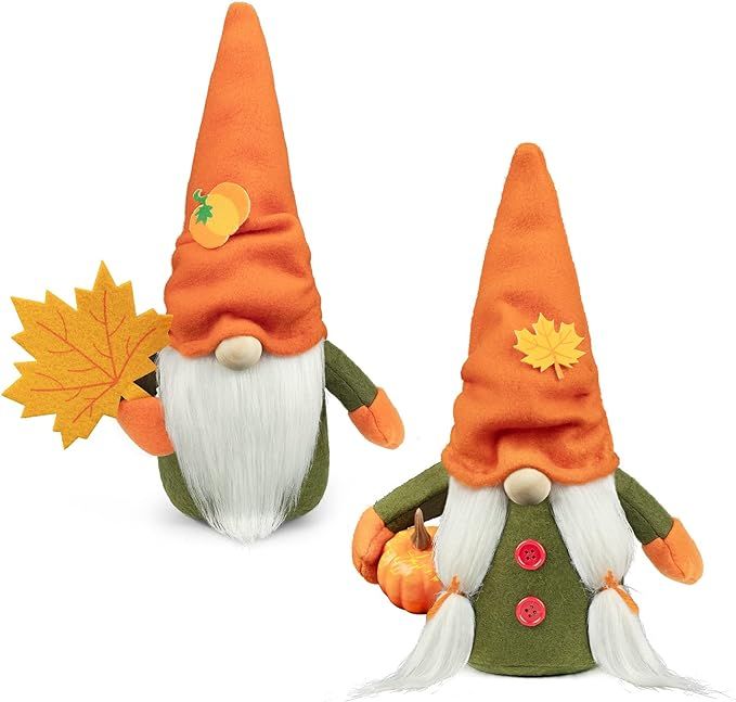 D-FantiX Fall Gnomes, 2Pack Handmade Fall Thanksgiving Gnome Plush Swedish Gnomes Ornaments with ... | Amazon (US)