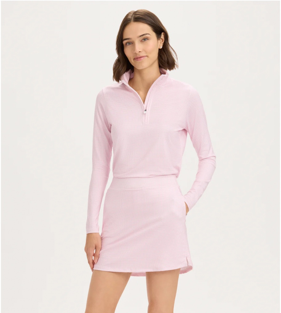 Mini Gingham Pull On Skort. Gold skort. Pink golf skort. 

#LTKOver40 #LTKActive