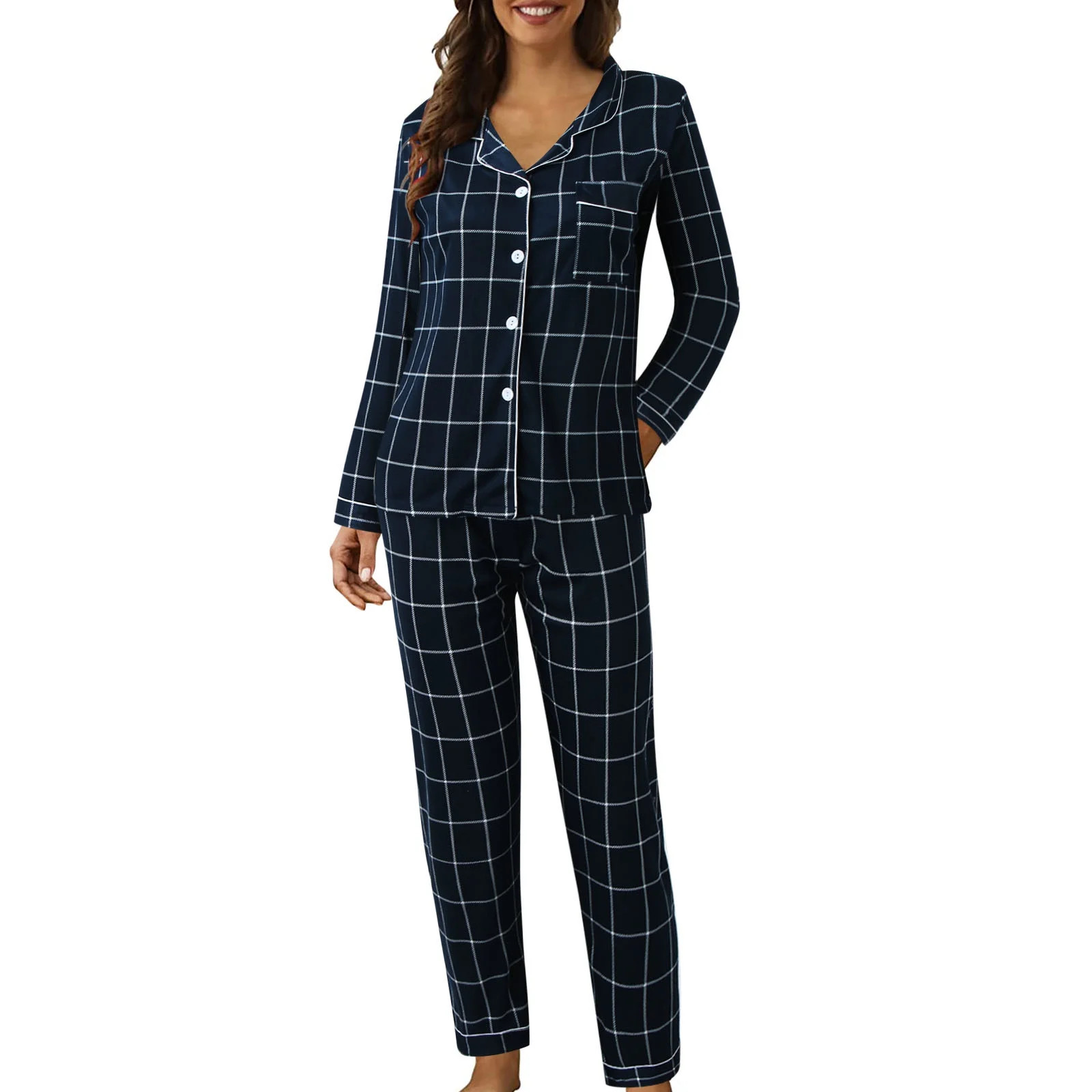Daznico Women's Notch Collar Top and Pants Pajama Set, 2-Piece,Size M | Walmart (CA)