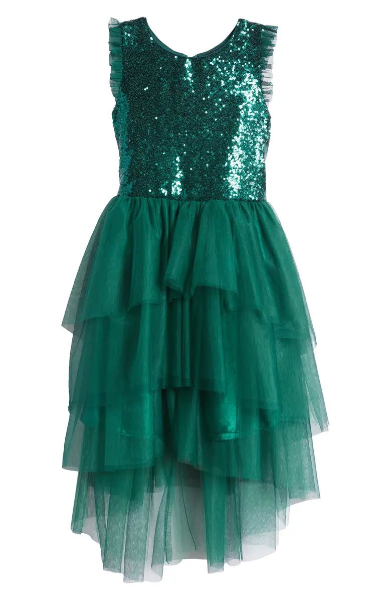 Zunie Kids' Sequin Tulle High-Low Dress | Nordstrom | Nordstrom