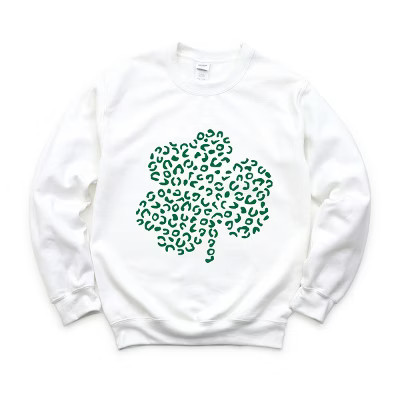 Simply Sage Market Leopard Shamrock Sweatshirt - S - White | Target