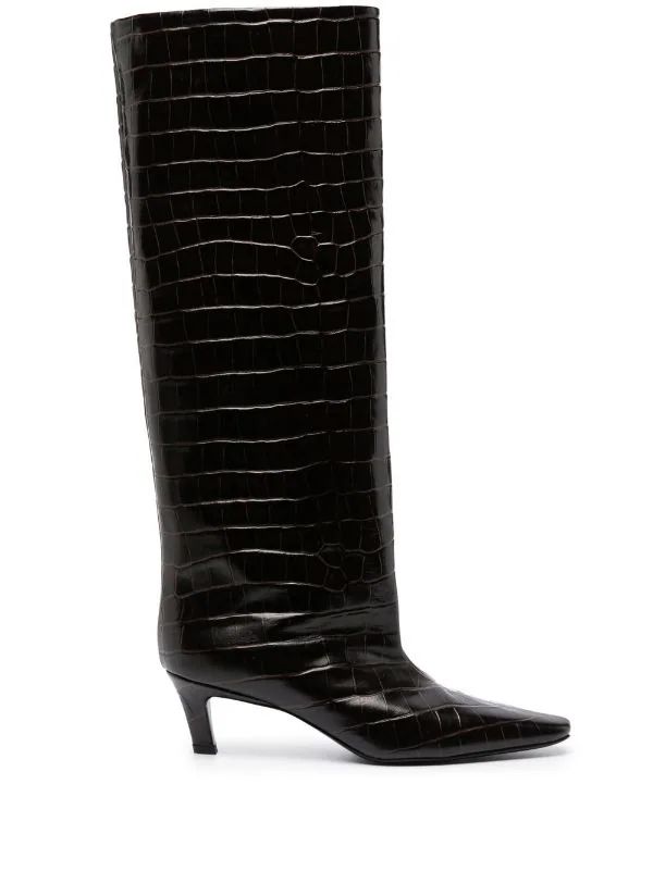 crocodile-embossed knee-high boots | Farfetch Global