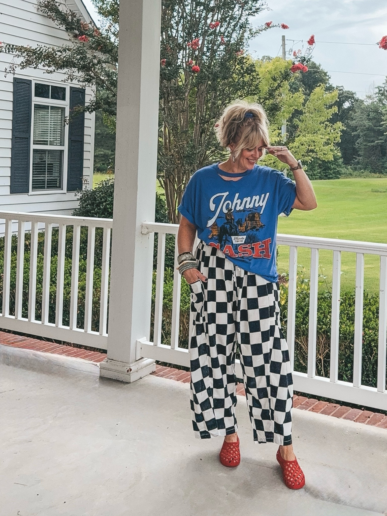 My Johnny cash tee is from Altard State. I can’t link it here. These pants are ADORABLE! I’m in a medium.

#LTKootd #LTKgrwm #LTKOver40