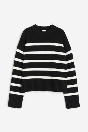 Loose-fit jumper - Light beige/Striped - Ladies | H&M GB | H&M (UK, MY, IN, SG, PH, TW, HK)