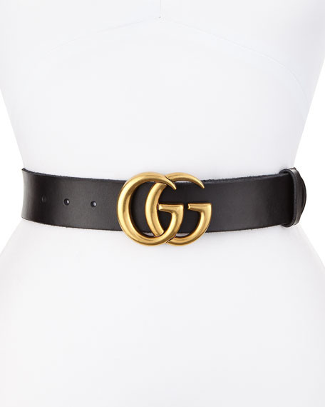 Gucci Leather Logo-Buckle Belt | Neiman Marcus