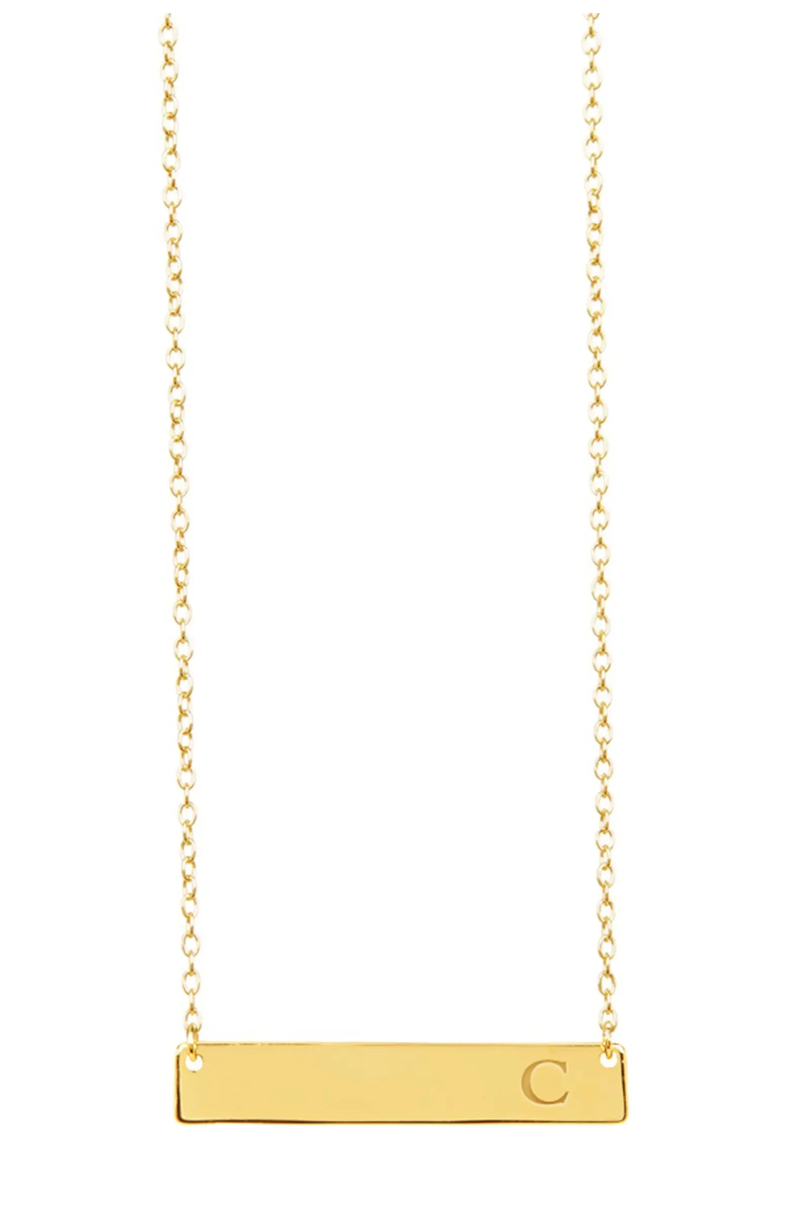 STERLING FOREVER 14K Yellow Gold Vermeil Bar Initial Necklace - Multiple Letters Available | Nord... | Nordstrom Rack