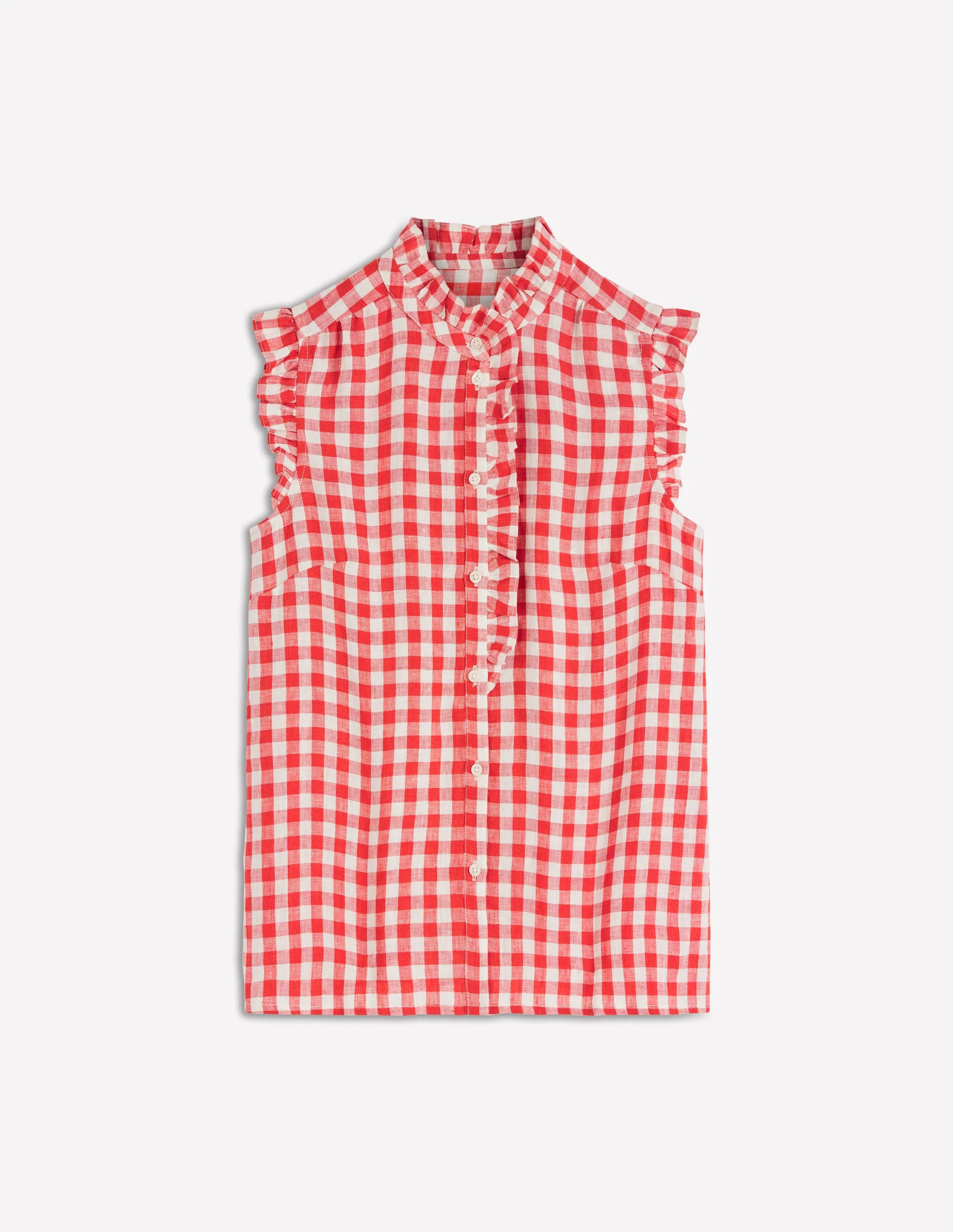 Isabel Sleeveless Linen Top-Burnt Red Gingham | Boden (US)