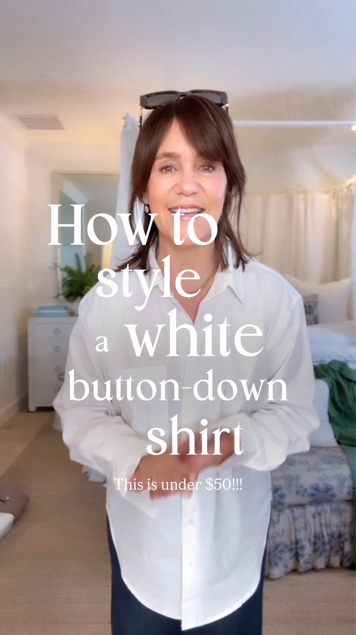 How to style a white button-down like a personal stylist & style expert✨ 

1. Roll your sleeves - by cuffing them this special way, it looks more polished and they’re less likely to unroll 
2. Pop your collar and turn the tips of your collar downwards - this adds an instant cool factor
3. Unbutton just a little - it’s more flattering and feminine this way 
4. Tuck your top - instant waist definition and polish 
5. Optional: add a belt 

#LTKSeasonal #LTKOver40