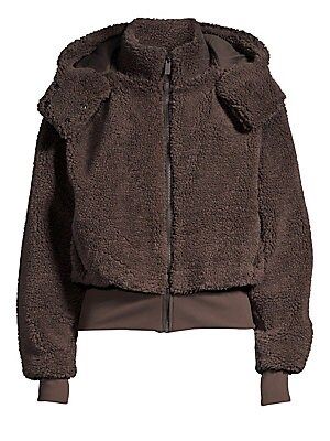 Alo YogaFoxy Faux-Sherpa Hooded Bomber JacketColor - Dark CocoSize - Size Guide    Fit Predictor ... | Saks Fifth Avenue (CA)