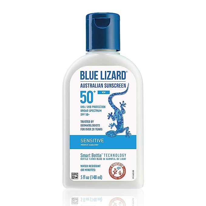 BLUE LIZARD Sensitive Mineral Sunscreen with Zinc Oxide, SPF 50+, Water Resistant, UVA/UVB Protec... | Amazon (US)