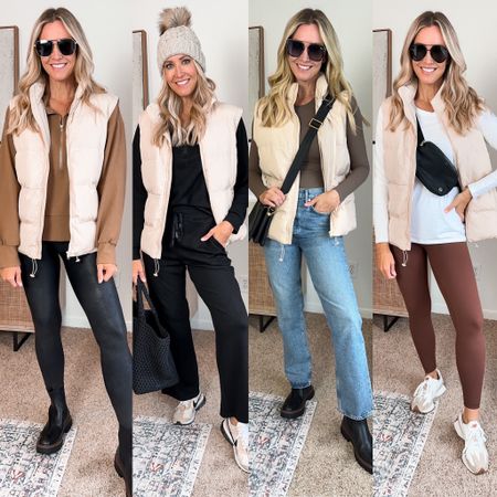 Fall outfits with a puffer vest
Jeans
Lounge set
Leggings
Chelsea boots
Faux leather leggings
