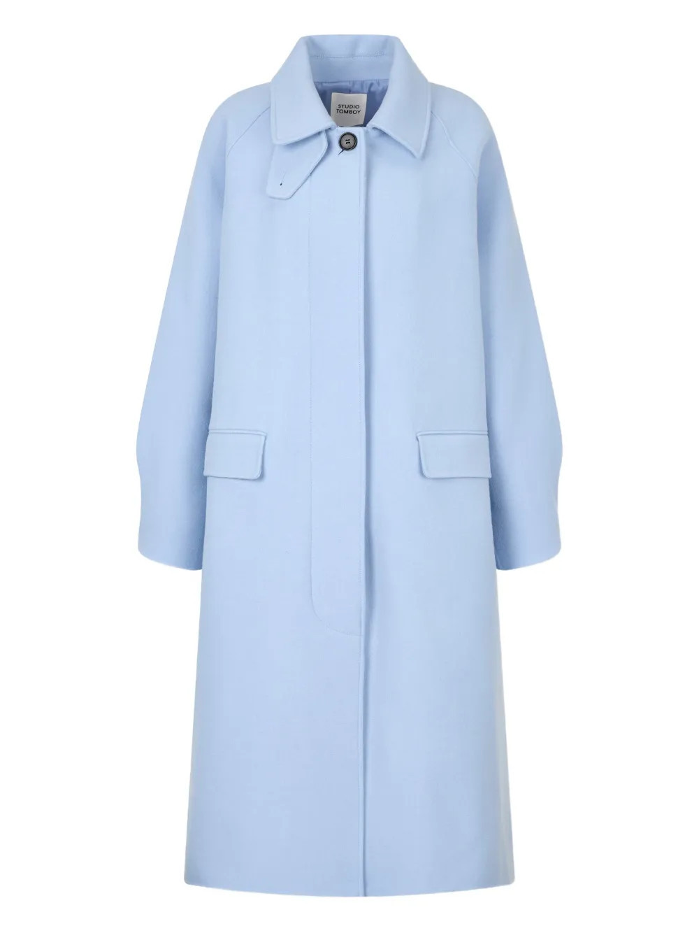 STUDIO TOMBOY Balmacaan single-breasted coat - Blue | Farfetch Global