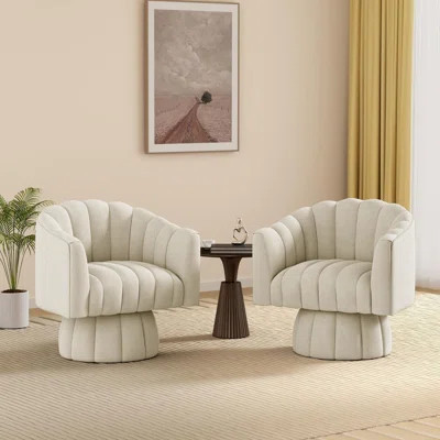 Swivel Accent Chair Set Of 2,Mid Century 360Â° Swivel Barrel Chair,Fluffy Velvet Fabric Chairs,Round Club Arm Chair,Upholstered Single Sofa Seating Fo | Wayfair North America