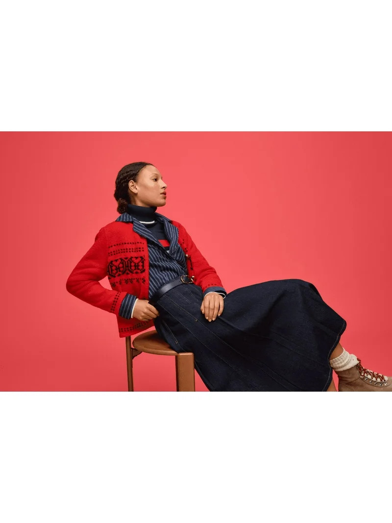 Free Assembly Women's and Women's Plus Fair Isle Cardigan with Welt Pockets, Midweight, Sizes XS-... | Walmart (US)