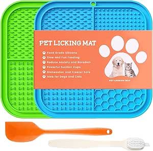 Lick Mats for Dogs & Cats - 2 Pack Licking Pad with Suction Cups for Dog Anxiety Relief, Slow Fee... | Amazon (US)