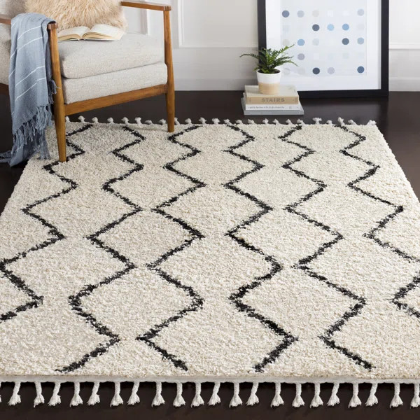 Jerome Geometric Charcoal/Beige Area Rug | Wayfair North America