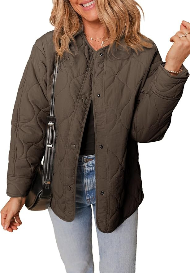 Dokotoo Womens Quilted Lightweight Jackets Button Down Puffer Jacket Coats Padded Outwear with Po... | Amazon (US)