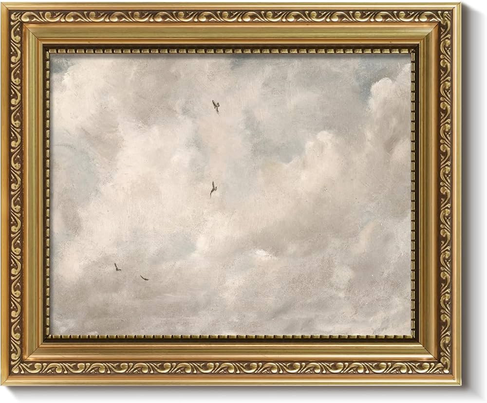 ARPEOTCY Vintage Gold Framed Wall Art, Classic Sky Clouds Study Paintings, 8x10 inch Small Aesthe... | Amazon (US)