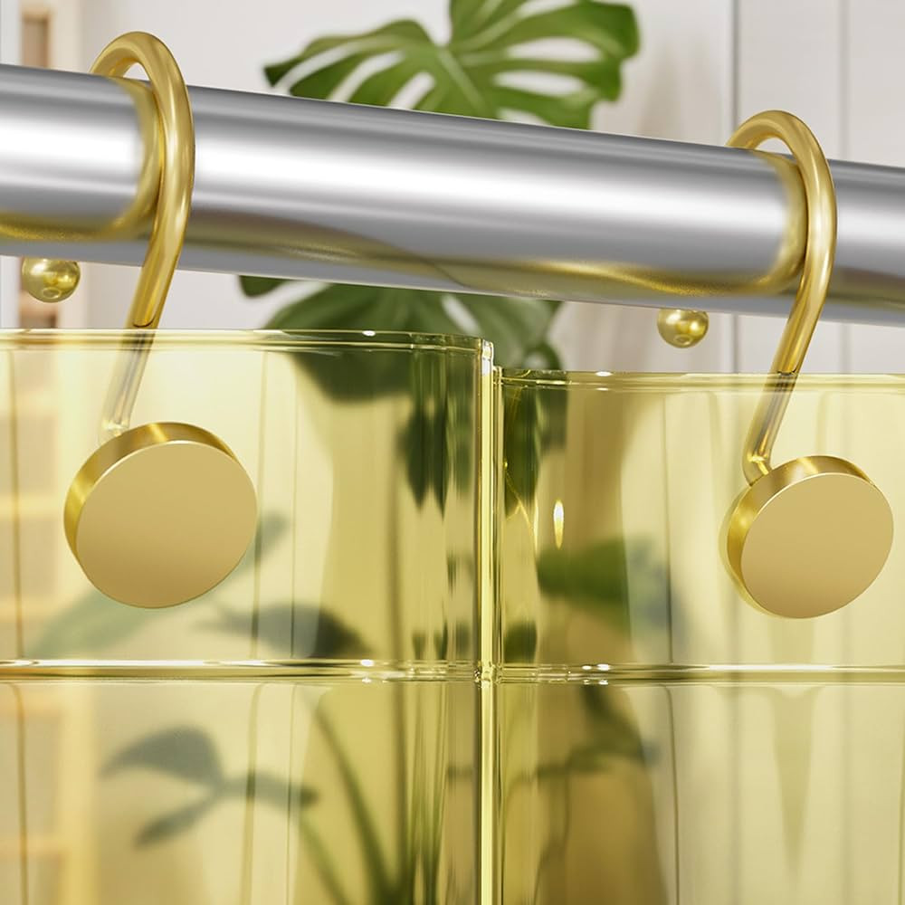 AmazerBath Gold Shower Curtain Hooks, Shower Curtain Rings Modern Decorative Shower Curtain Hooks... | Amazon (US)