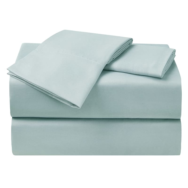 4-Piece Blue Antimicrobial Cooling Microfiber Sheet Set, Queen | At Home