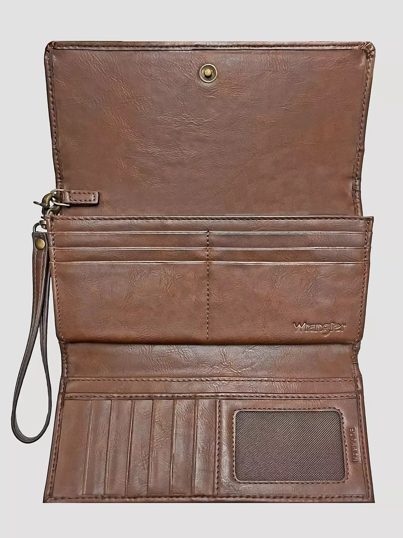 Floral Embossed Stud Trim Wristlet | Wrangler