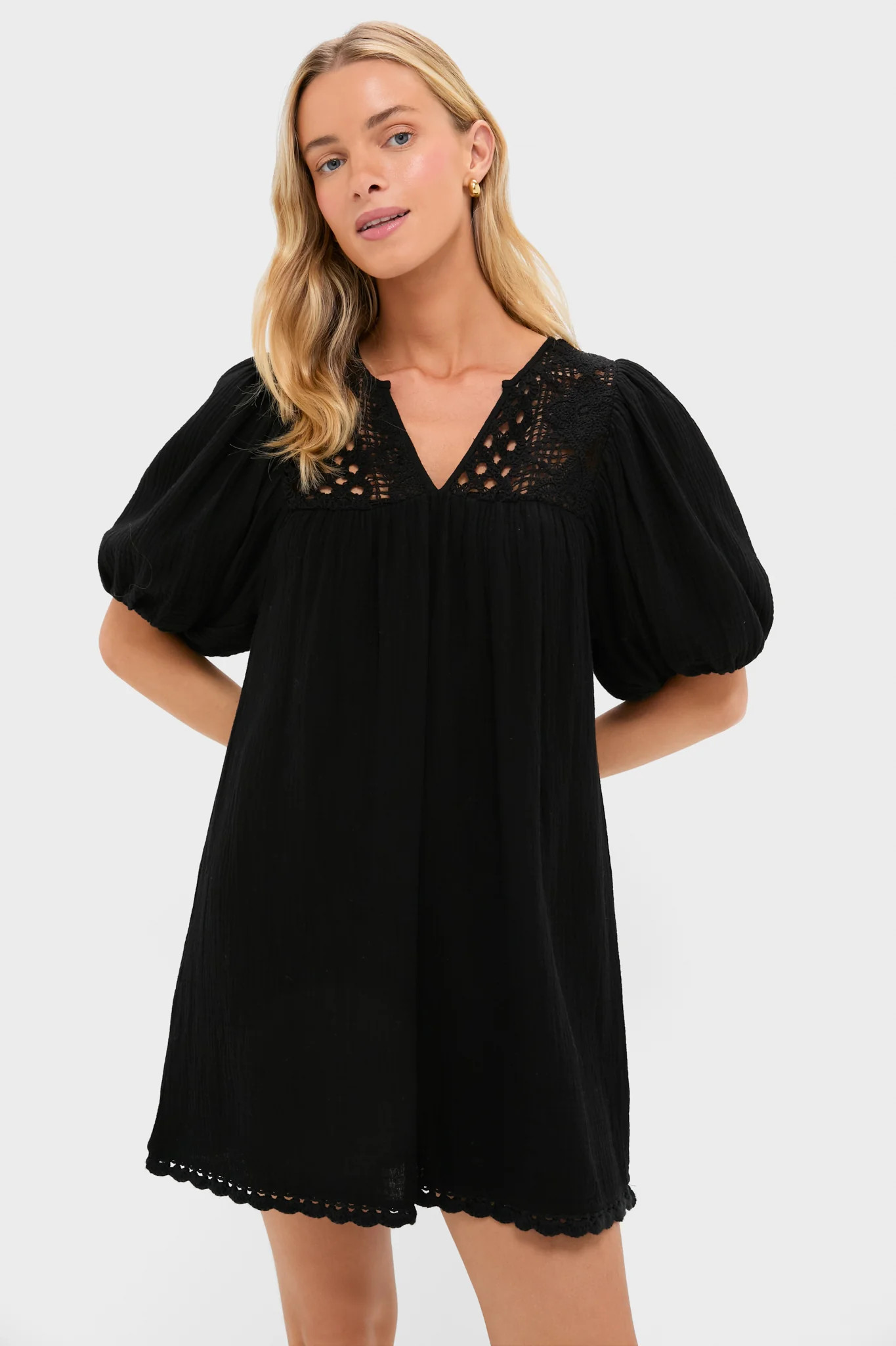 Black Crochet Diana Mini Dress | Tuckernuck (US)