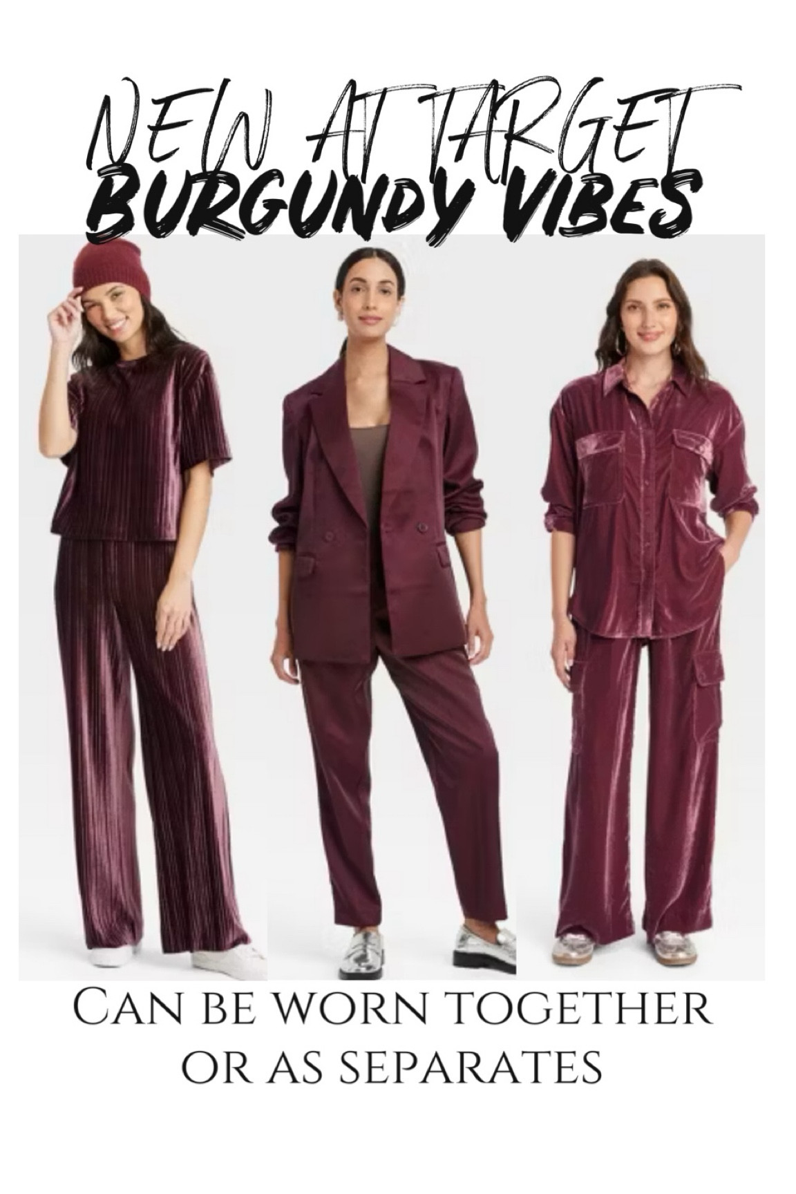 New at Target and 30% off 
Love these burgundy textured pieces worn together or as separates! They also come in other colors! 

#LTKFindsUnder50 #LTKStyleTip #LTKSaleAlert