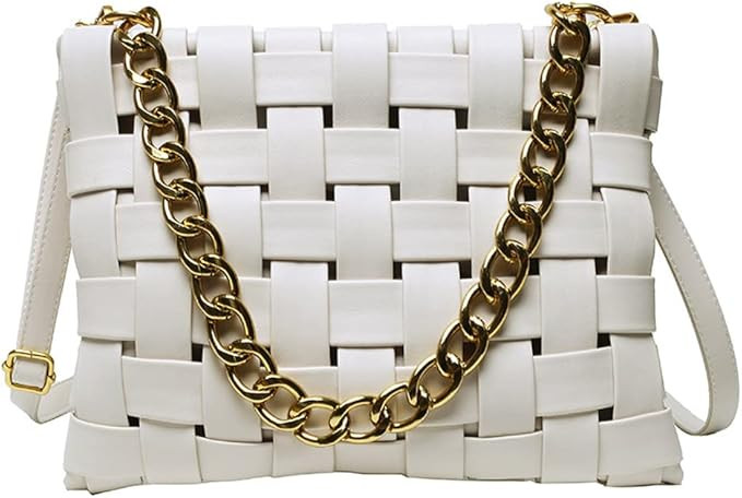 YP Women Large Crossbody Bag Woven Envelope Purses Pu Leather Shoulder Handbags | Amazon (US)