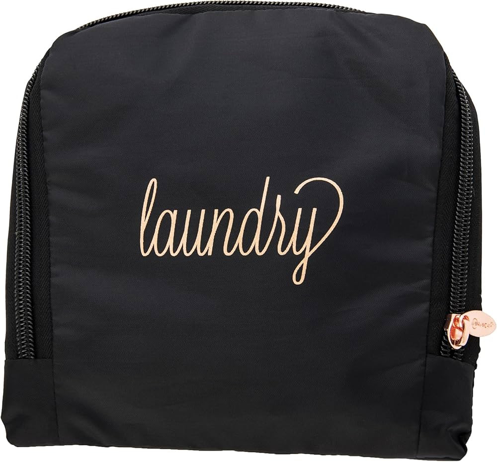 Miamica Travel Laundry Bag, Black/Rose Gold – Measures 21” x 22” When Fully Opened – Fold... | Amazon (US)