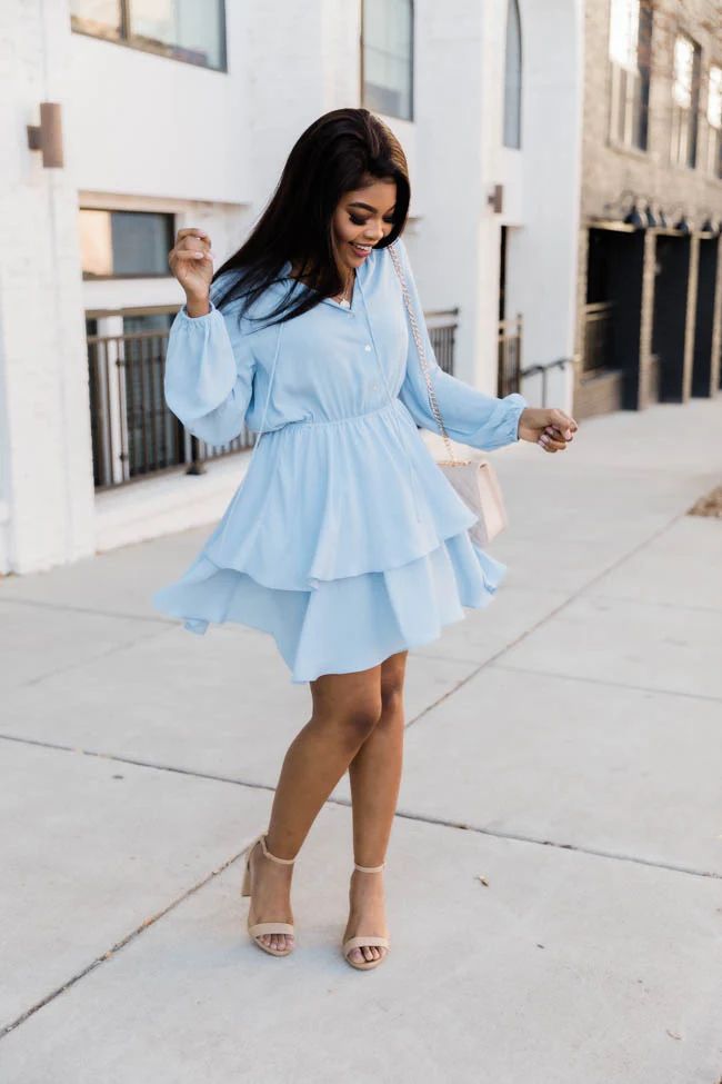 Layered With Happiness Blue Dress | The Pink Lily Boutique