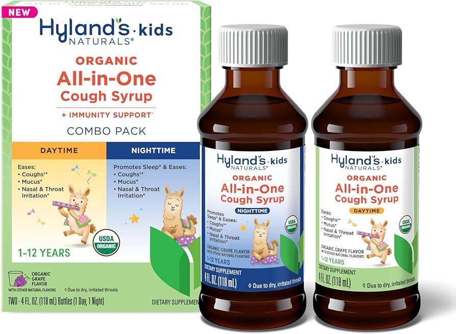 Hyland's Kids Organic All-in-One Grape Cough Syrup Day & Night, Two 4 Ounce Bottles | Amazon (US)