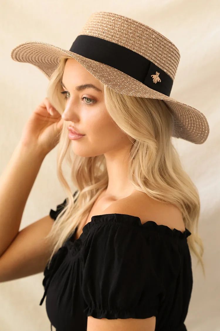 What's the Buzz Brown Sequin Straw Hat | Lulus (US)