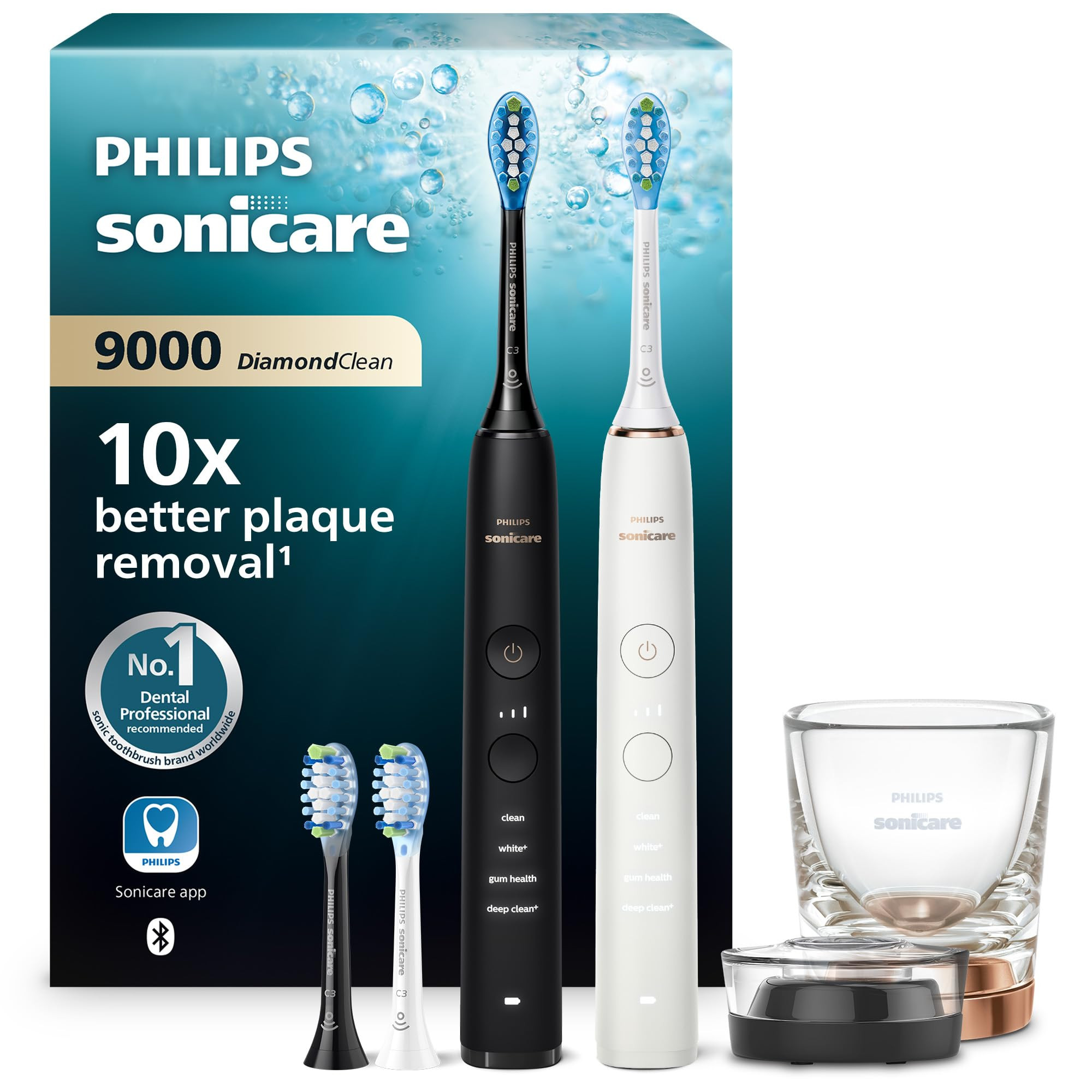 Philips Sonicare DiamondClean 9000 elektrische Zahnbürste, Doppelpack, Schallzahnbürste inklusi... | Amazon (DE)