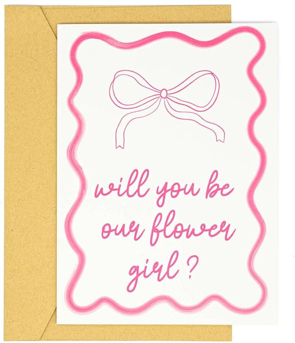 Pink Watercolor Squiggle Will You Be Our Flower Girl? Card – Cute Wedding Flower Girl Proposal ... | Amazon (US)