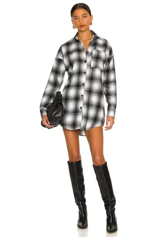 superdown Jennie Flannel Dress in Black from Revolve.com | Revolve Clothing (Global)