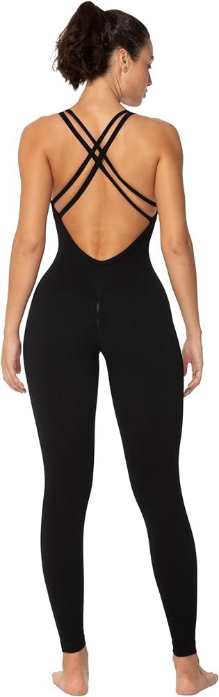 Sunzel Jumpsuits for Women Backless, Seamless Workout One Piece Bodycon Romper Scoop Neck, Butt S... | Amazon (US)