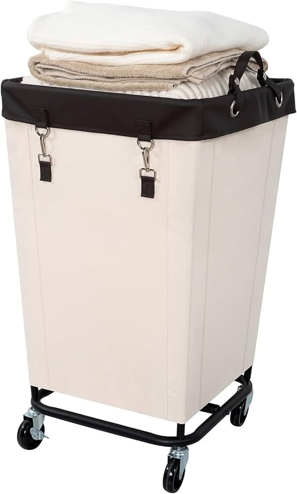 Laundry Hamper with Wheels, 160L Clothes Large Laundry Basket with Steel Frame and Removable Canv... | Amazon (US)